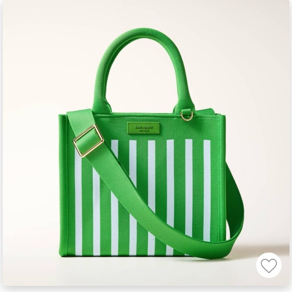 Kate Spade New York Green Striped Canvas Crossbody Tote